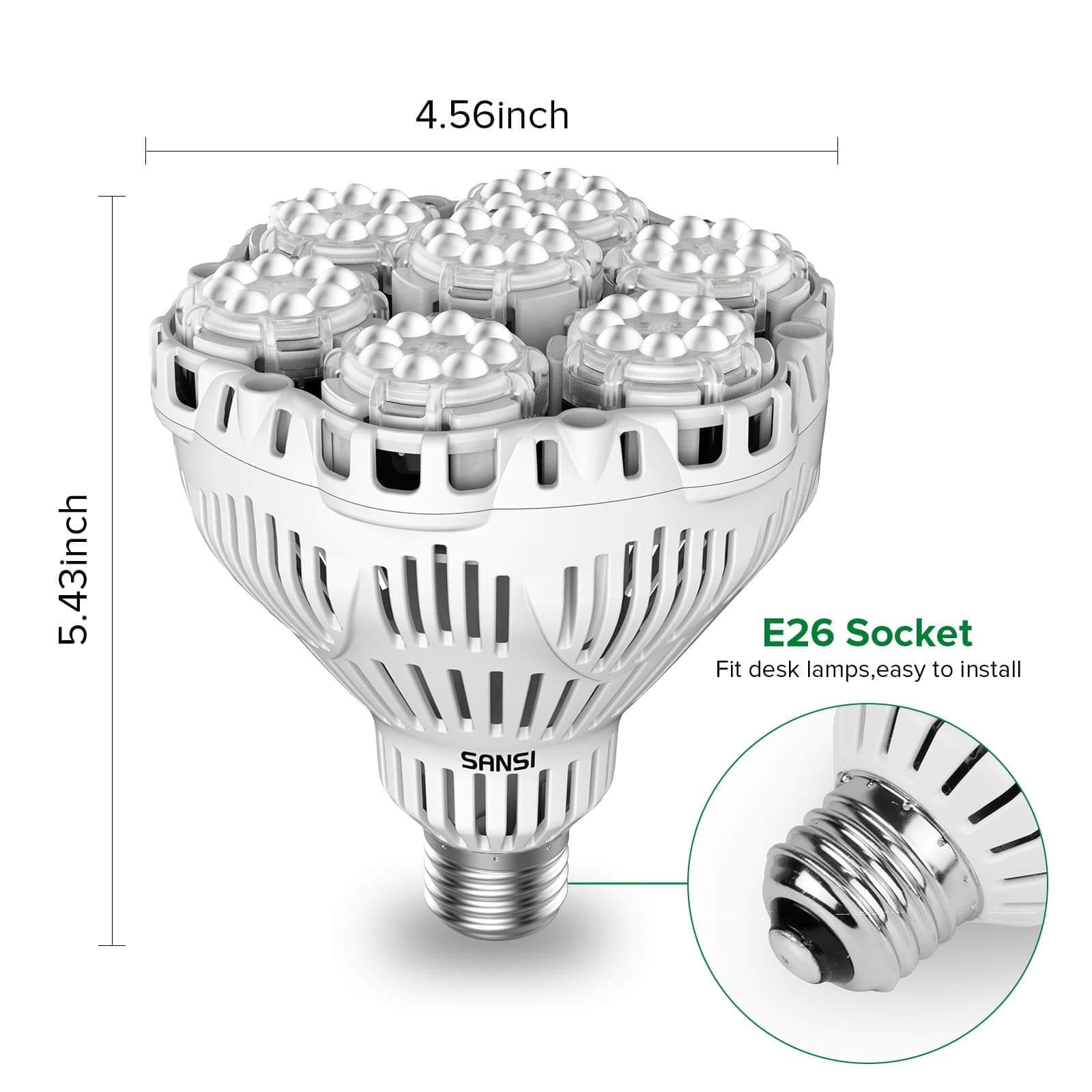 BR30 LED Grow Light, 40W, Full Spectrum, Remote Dimmable Plant Bulb