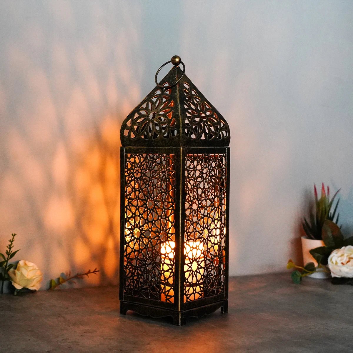 Japanese Cage Lantern, Iron, for Candle, Indoor Outdoor