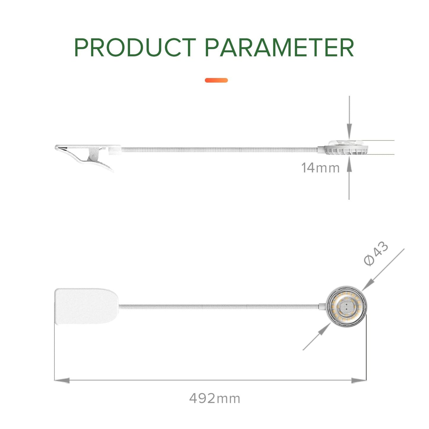 5W Pot Clip LED Grow Light, 4000K, E26, Indoor Plant