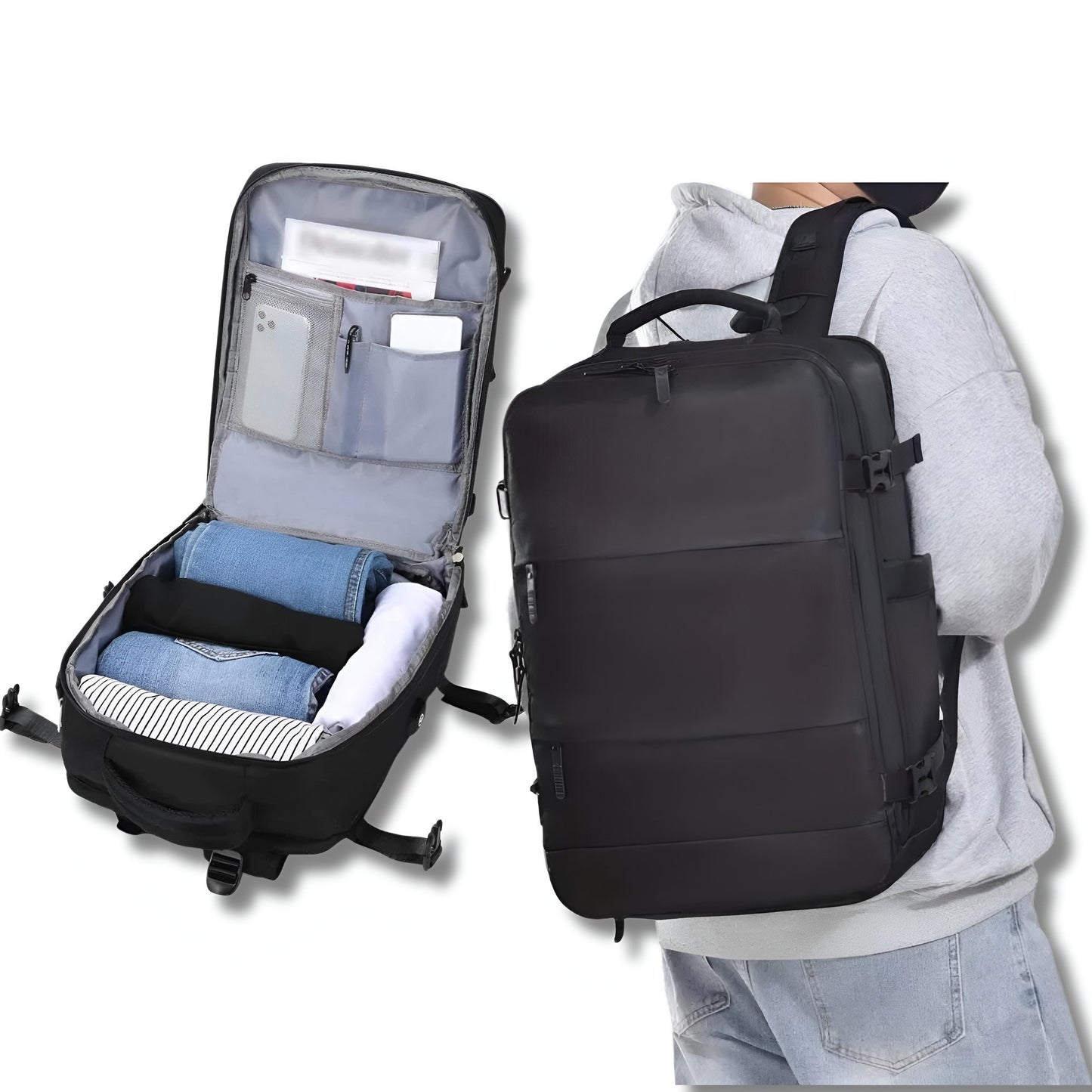Travel Bag, USB Port, Compartments, For Travel