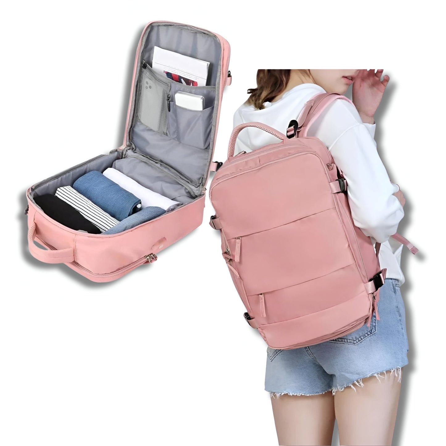 Travel Bag, USB Port, Compartments, For Travel