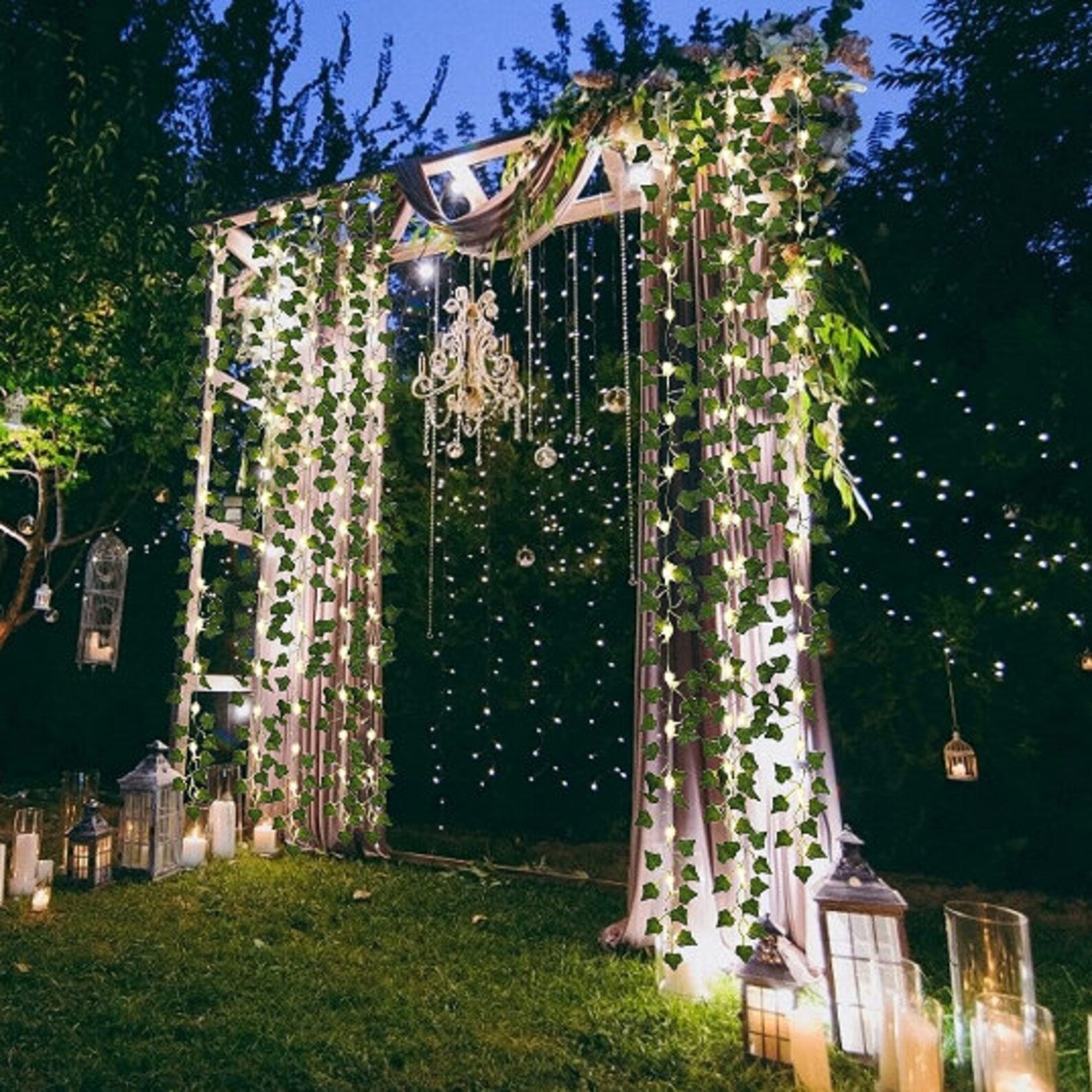 Solar Ivy String Lights LED IP65 Outdoor Dusk-to-Dawn Decor