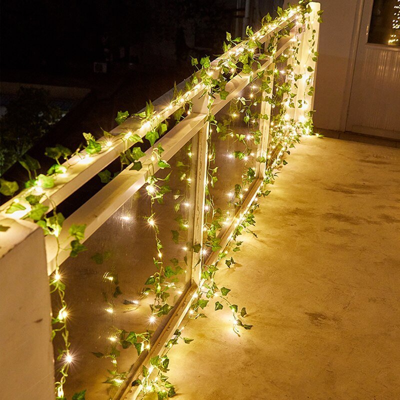 Solar Ivy String Lights LED IP65 Outdoor Dusk-to-Dawn Decor