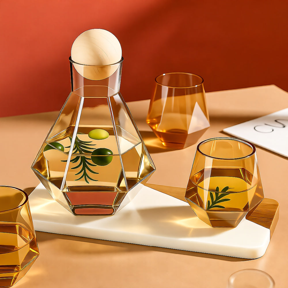 Diamond Drinkware 5-Piece Set Glass Beverage