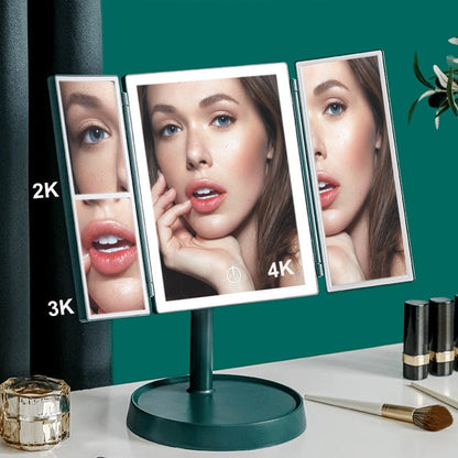 LED Makeup Mirror, Foldable with 3 Color Lighting, Travel Vanity