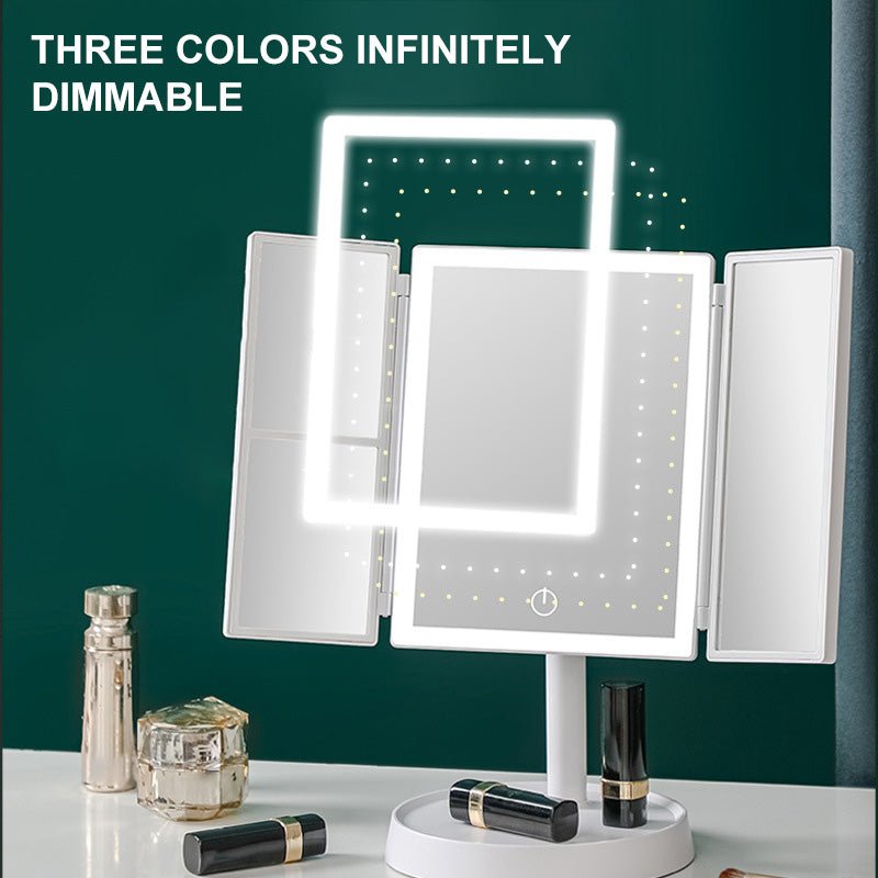 LED Makeup Mirror, Foldable with 3 Color Lighting, Travel Vanity