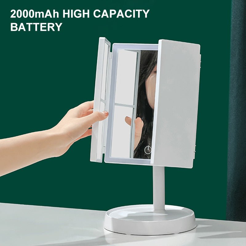 LED Makeup Mirror, Foldable with 3 Color Lighting, Travel Vanity