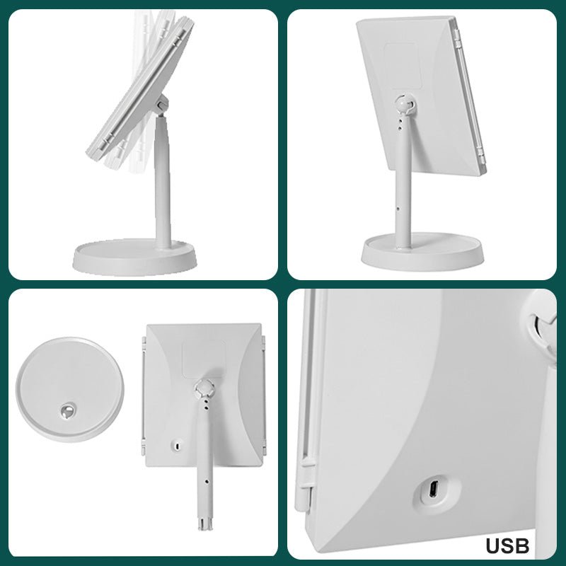 LED Makeup Mirror, Foldable with 3 Color Lighting, Travel Vanity