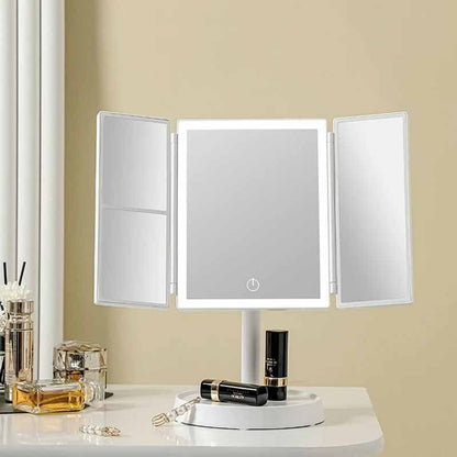 LED Makeup Mirror, Foldable with 3 Color Lighting, Travel Vanity