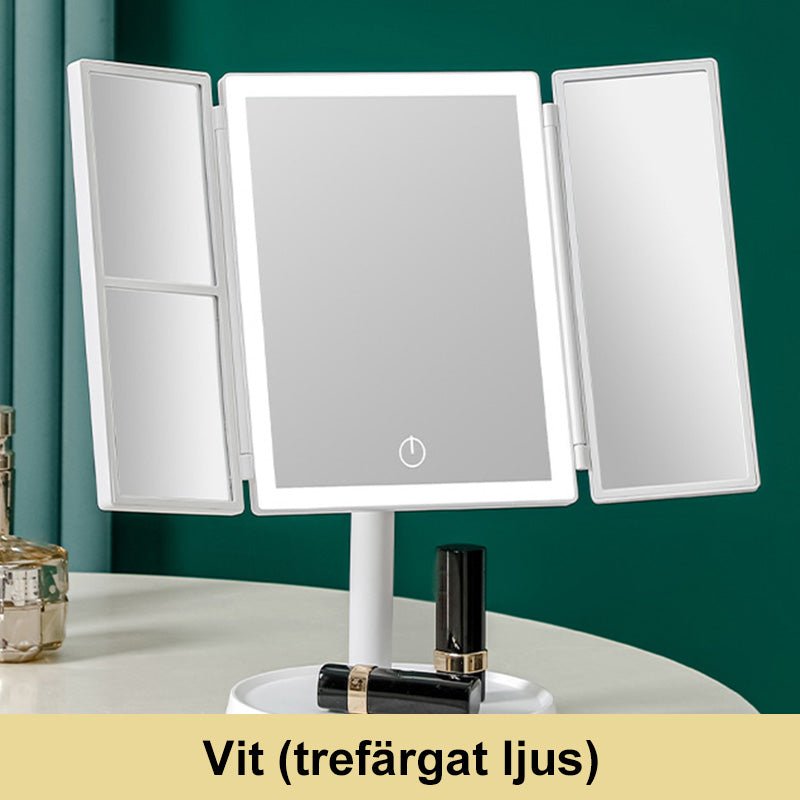 LED Makeup Mirror, Foldable with 3 Color Lighting, Travel Vanity