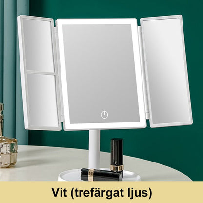LED Makeup Mirror, Foldable with 3 Color Lighting, Travel Vanity