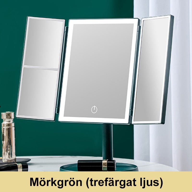 LED Makeup Mirror, Foldable with 3 Color Lighting, Travel Vanity