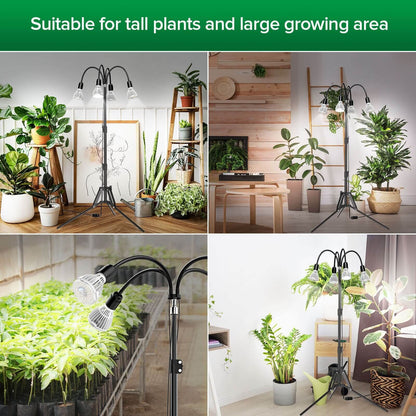 Multi-head Grow Light 128W Full Spectrum Tripod Stand Plant