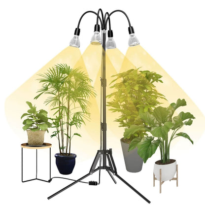 Multi-head Grow Light 128W Full Spectrum Tripod Stand Plant