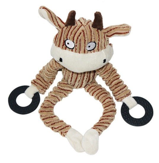 Plush Dog Toy, Corduroy & Rope, Durable Chew & Squeak
