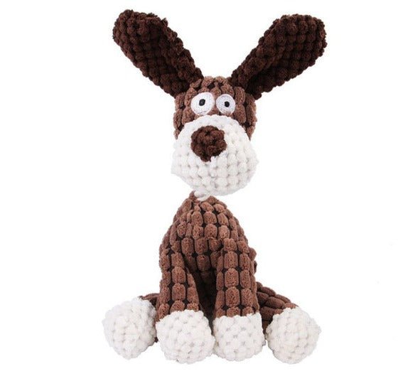 Plush Dog Toy, Corduroy & Rope, Durable Chew & Squeak