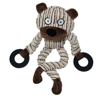 Plush Dog Toy, Corduroy & Rope, Durable Chew & Squeak