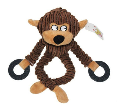 Plush Dog Toy, Corduroy & Rope, Durable Chew & Squeak
