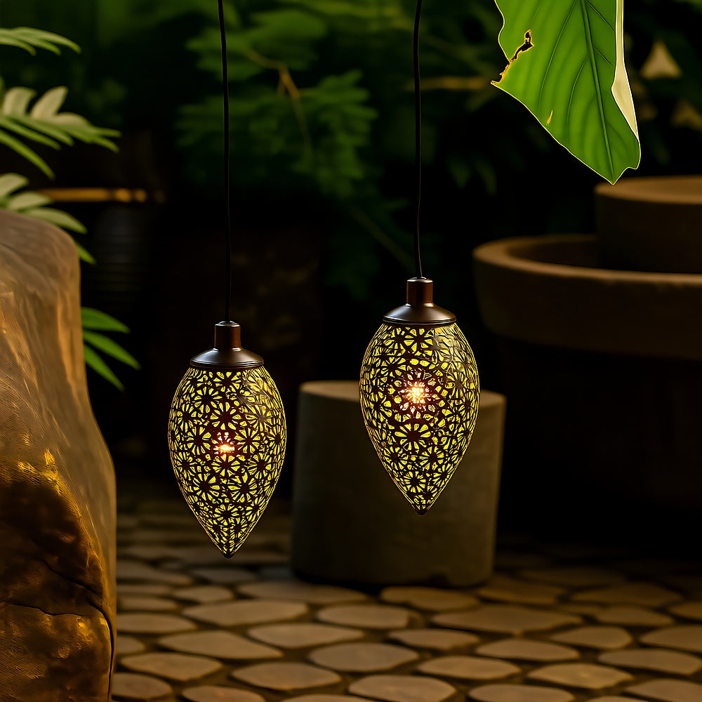 Solar Water Drop Lantern, LED, Waterproof, Hanging, Outdoor Garden
