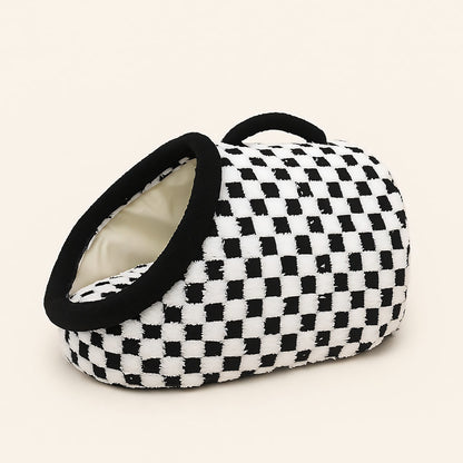 Arlo Checkered Semi-Enclosed Pet Bed, All Seasons, Cozy Retreat