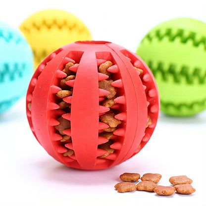 Interactive Dog Teeth Cleaning Ball, Natural Rubber Treat Dispenser