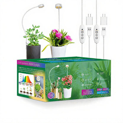 LED Grow Light, 5W Full Spectrum, Pot Clip for Indoor Plants