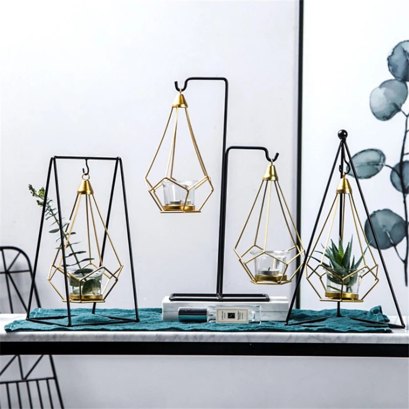 Hanging Diamond Candle Holder, Metal, Nordic, for Candles