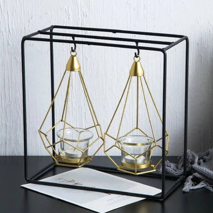 Hanging Diamond Candle Holder, Metal, Nordic, for Candles