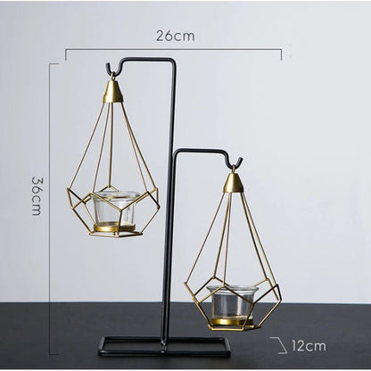 Hanging Diamond Candle Holder, Metal, Nordic, for Candles