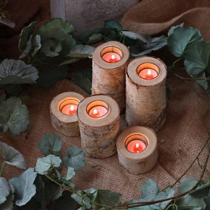 Birch Wood Candle Holder, Rustic, Table