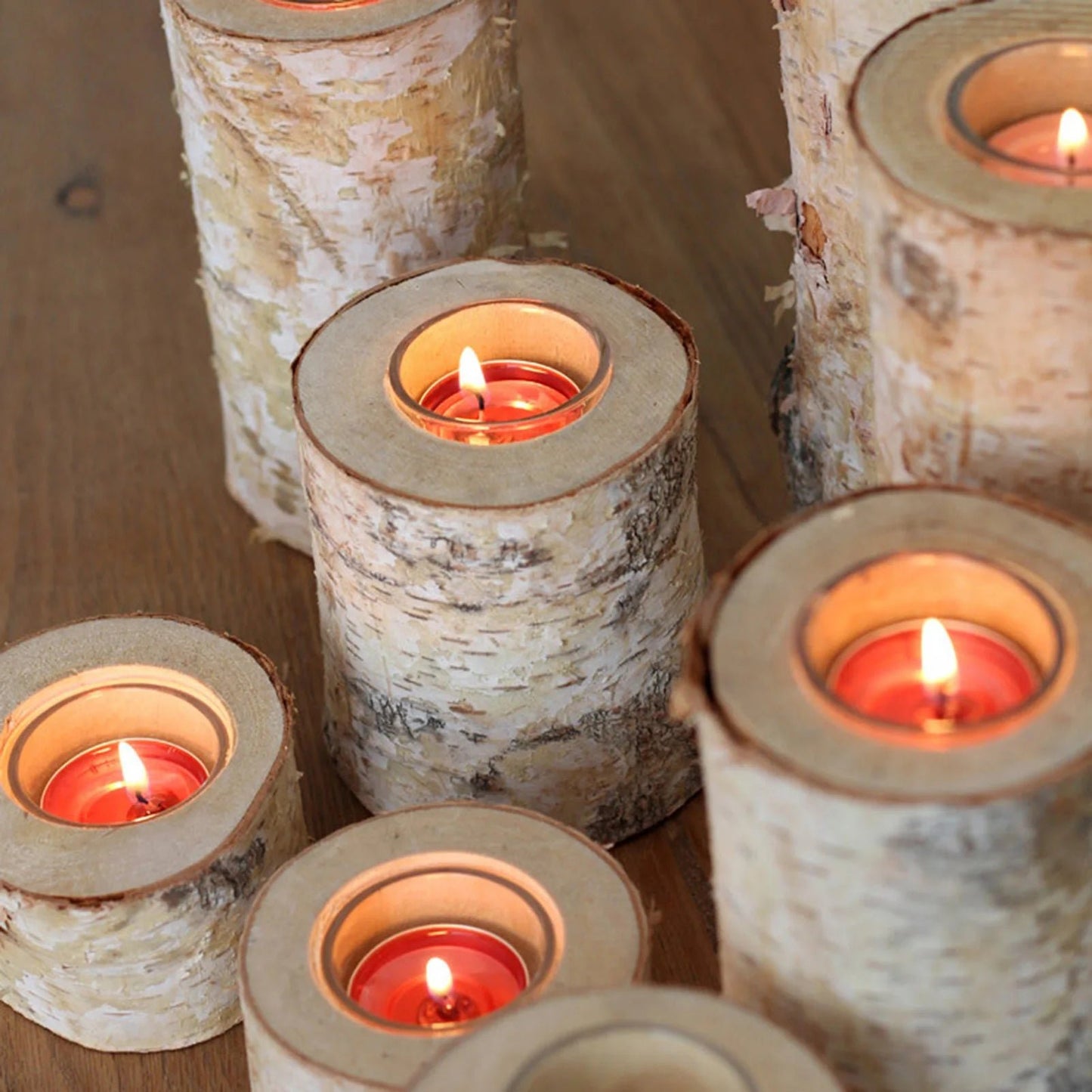 Birch Wood Candle Holder, Rustic, Table