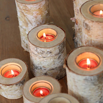 Birch Wood Candle Holder, Rustic, Table