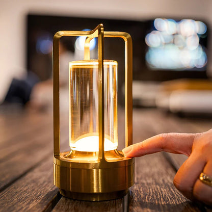 Crystal Table Lamp Dimmable USB 7in Cordless Ambient