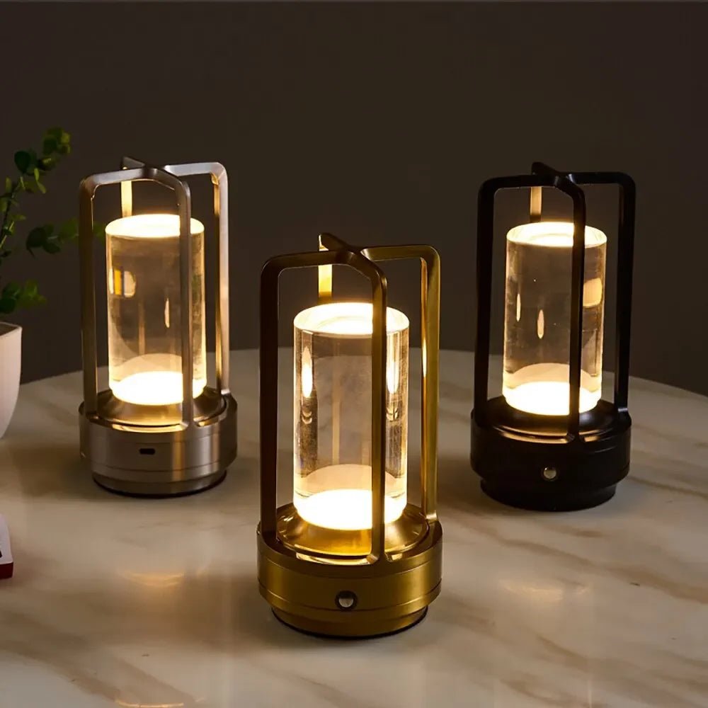 Crystal Table Lamp Dimmable USB 7in Cordless Ambient