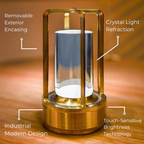 Crystal Table Lamp Dimmable USB 7in Cordless Ambient