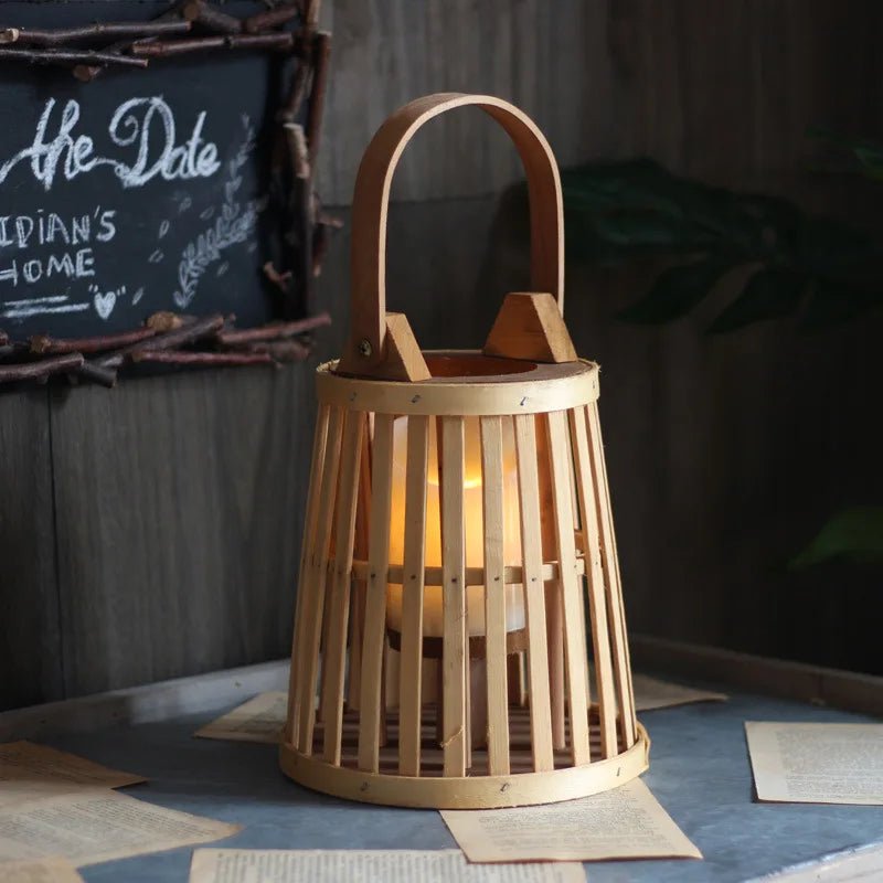 Flameless Candle Holder, Bamboo Rattan, For Ambiance