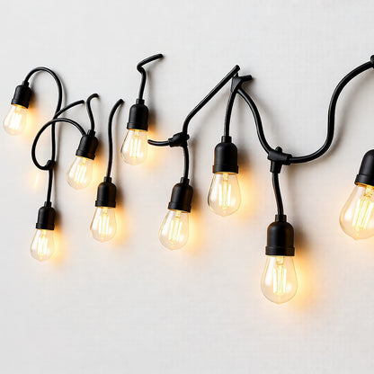 Vintage String Lights, 20 LED Edison, 32ft, Dimmable, IP44, Plug-in, Indoor/Outdoor
