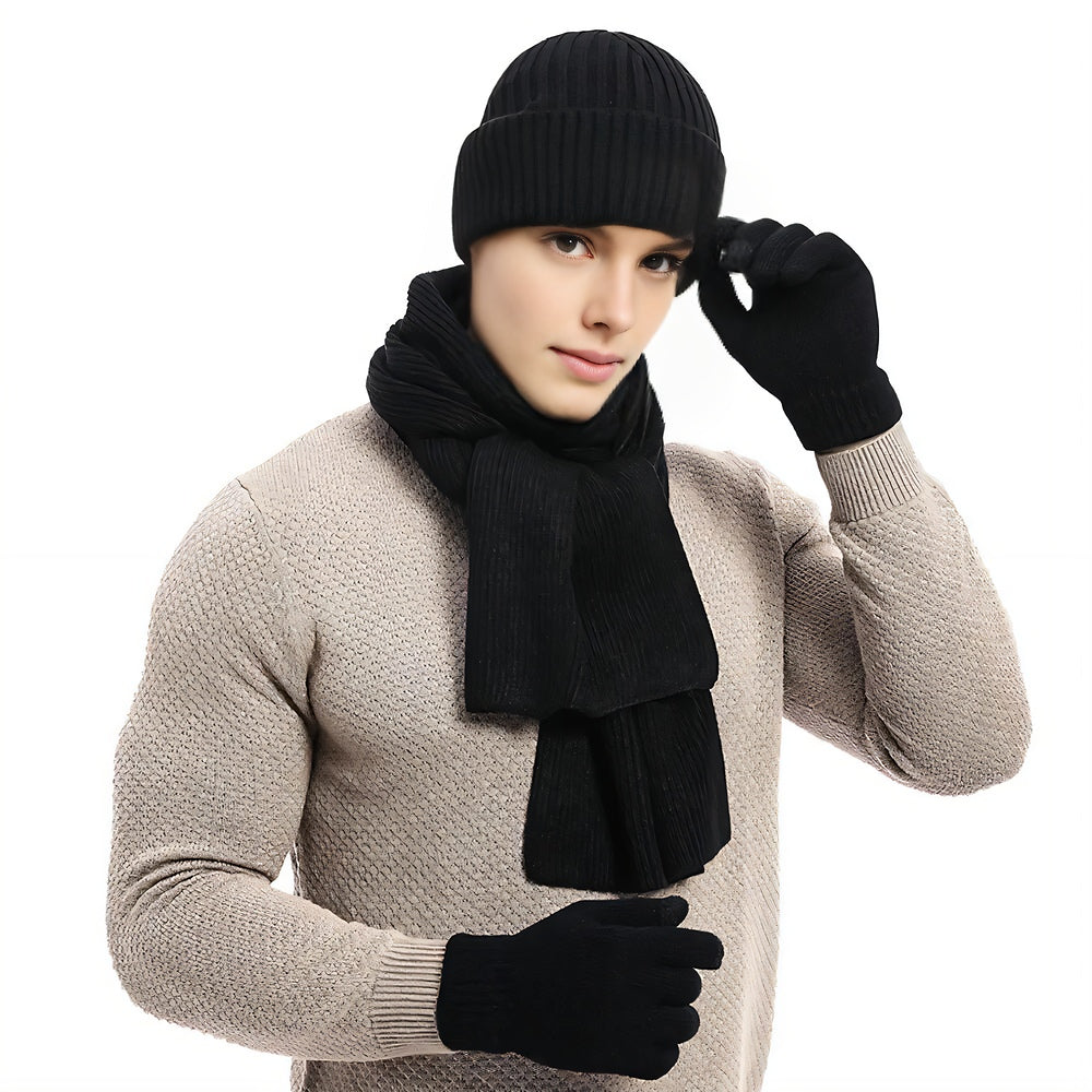 Winter Hat, Scarf, Gloves Set, Wool, Warm