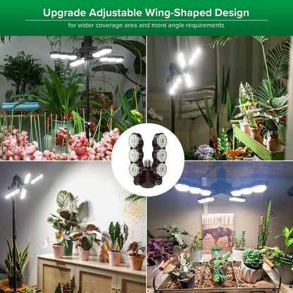 LED Grow Light 80W Dimmable Full Spectrum Folding Wings Indoor Plants