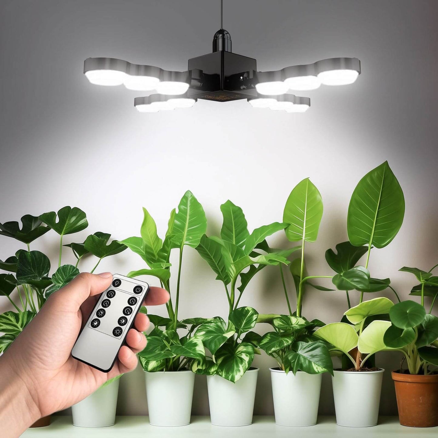 LED Grow Light 80W Dimmable Full Spectrum Folding Wings Indoor Plants