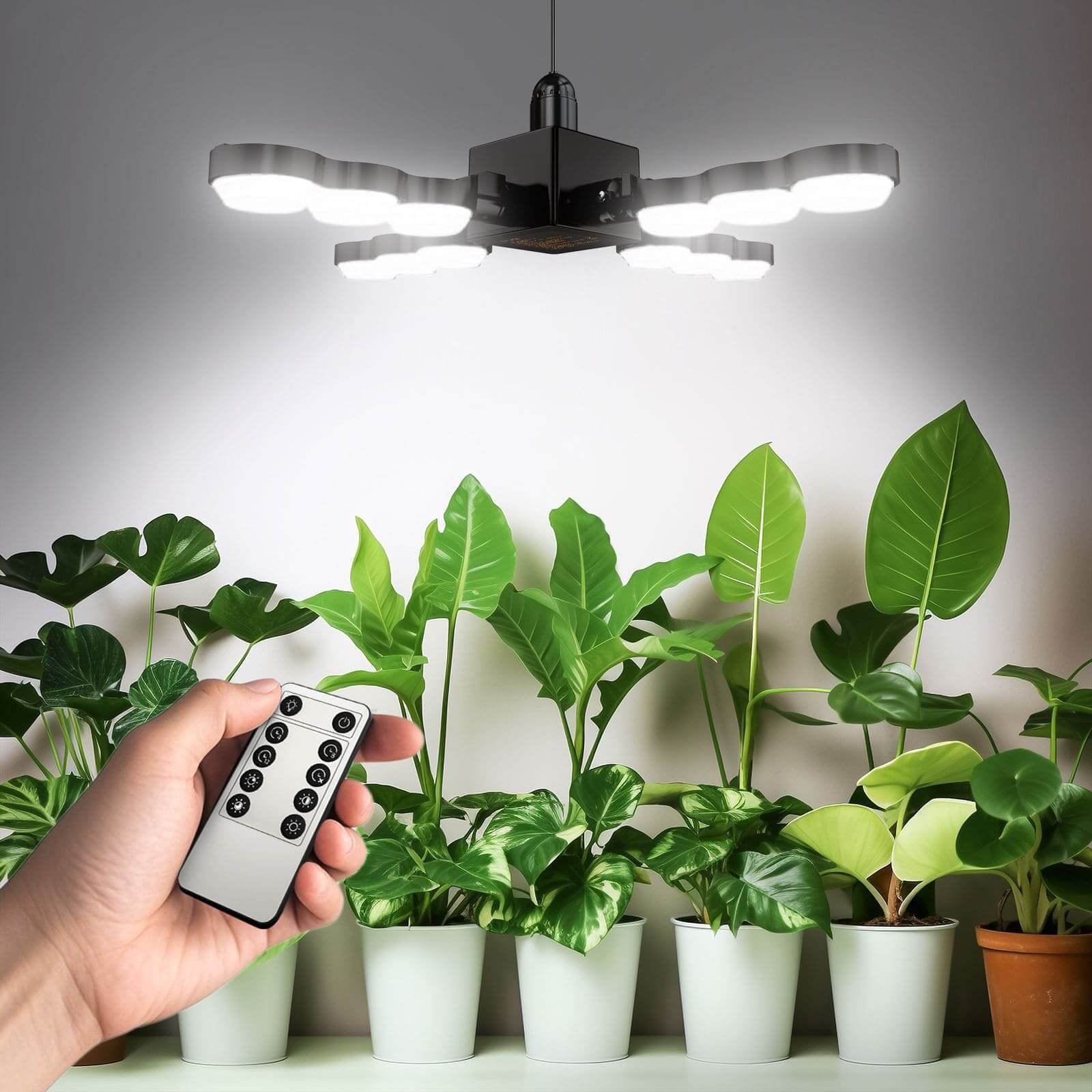 LED Grow Light 80W Dimmable Full Spectrum Folding Wings Indoor Plants