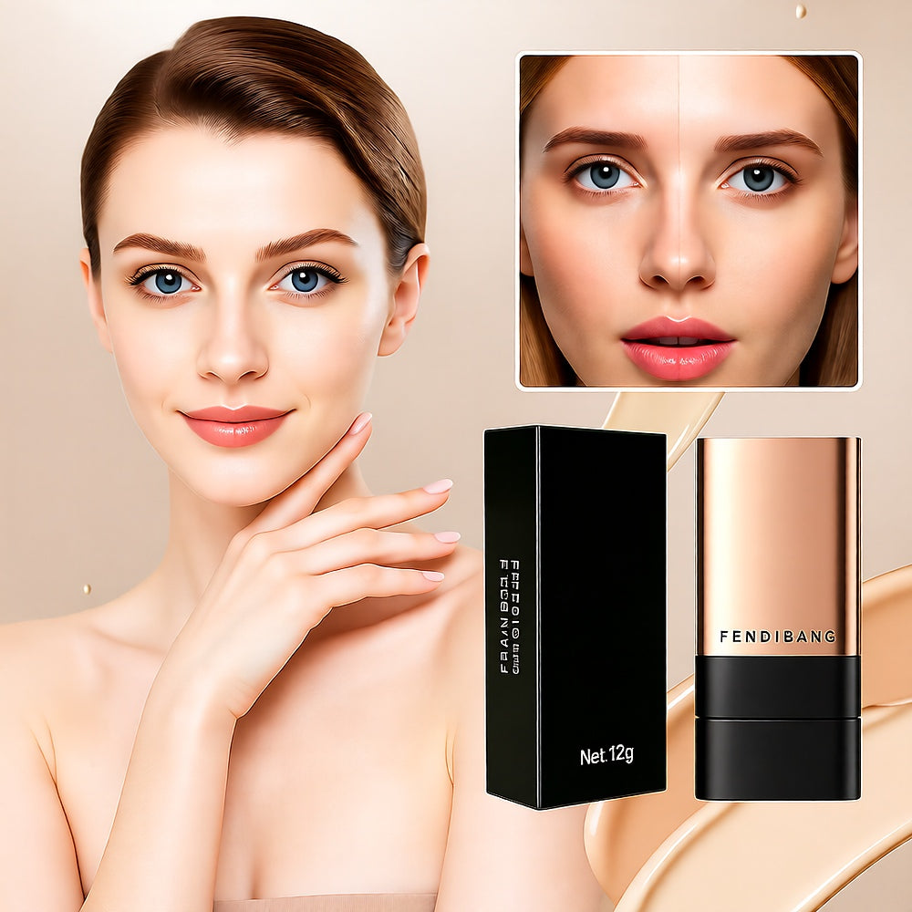 Natural Matte Foundation Stick with Brush, Travel Face Touch-up