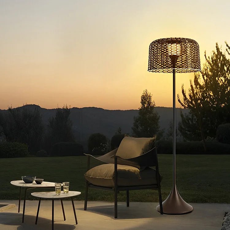 Floor Lamp, Solar, 67in, Woven, Indoor Outdoor