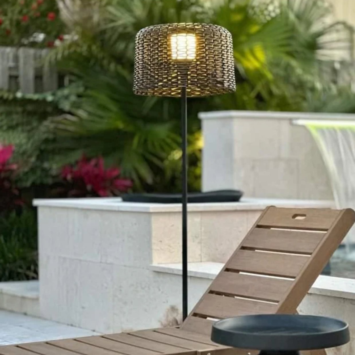 Floor Lamp, Solar, 67in, Woven, Indoor Outdoor