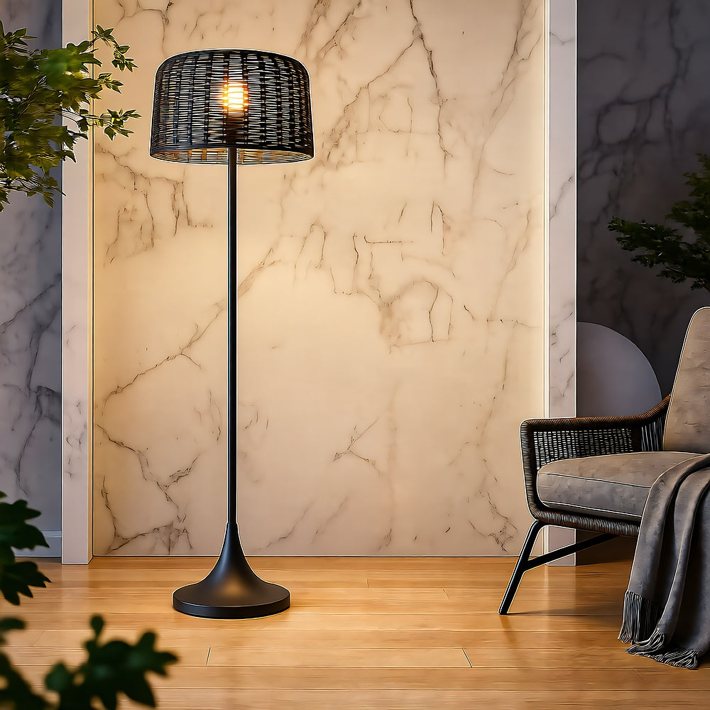 Floor Lamp, Solar, 67in, Woven, Indoor Outdoor