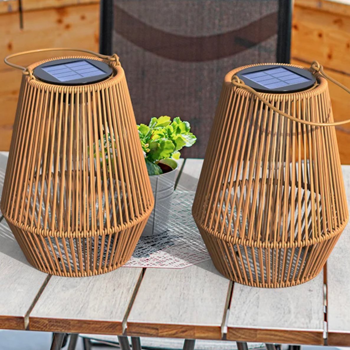 Rattan Lantern Solar Hanging Outdoor