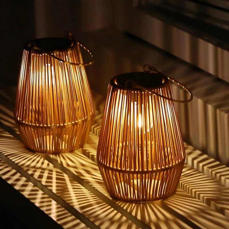 Rattan Lantern Solar Hanging Outdoor
