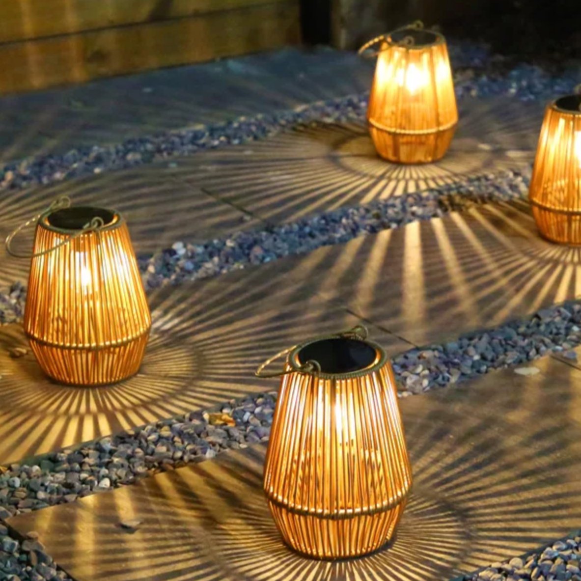 Rattan Lantern Solar Hanging Outdoor