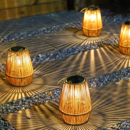Rattan Lantern Solar Hanging Outdoor
