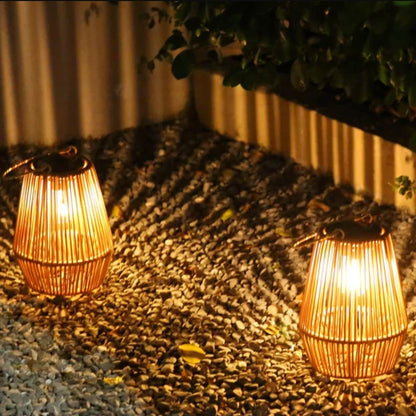 Rattan Lantern Solar Hanging Outdoor